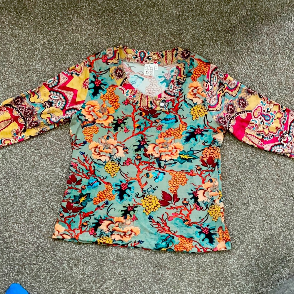 Multi print top parsley & sage